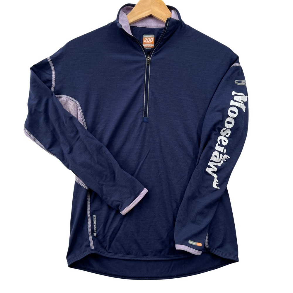 Icebreaker GT 200 Pullover Womens M Blue Purple Merino Wool Moosejaw Baselayer